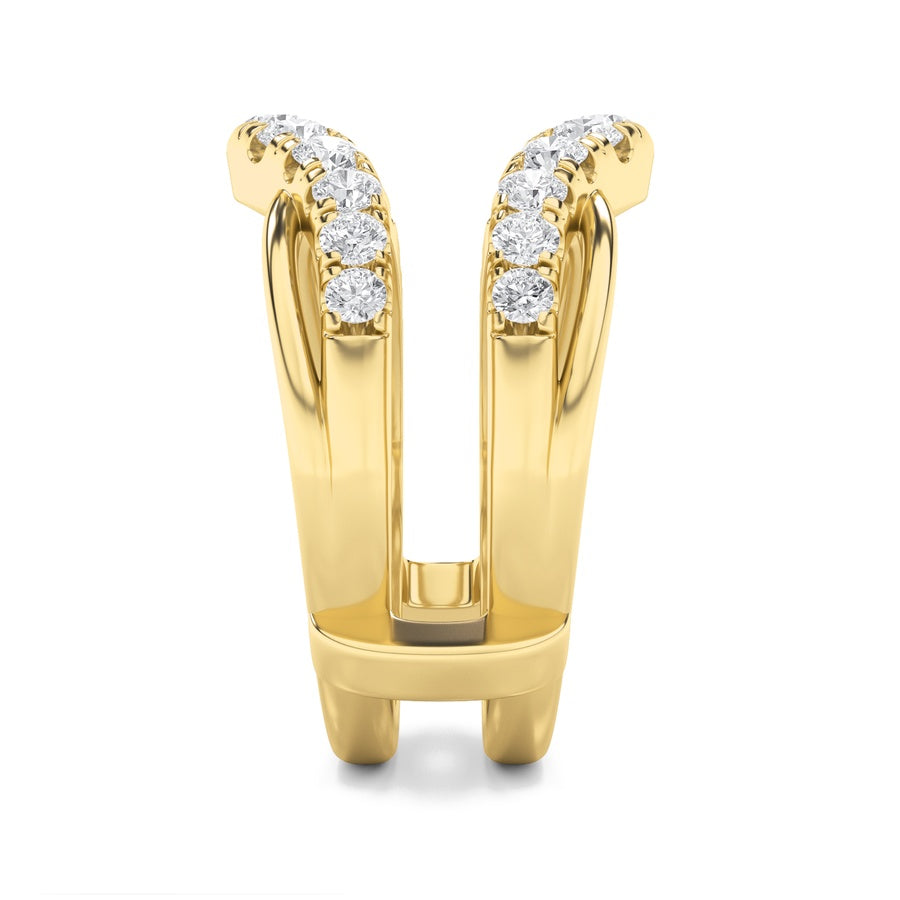 1Cttw Round Shaped Lab Grown Diamond (F/VS) InsertJacket Ring in 14K Gold