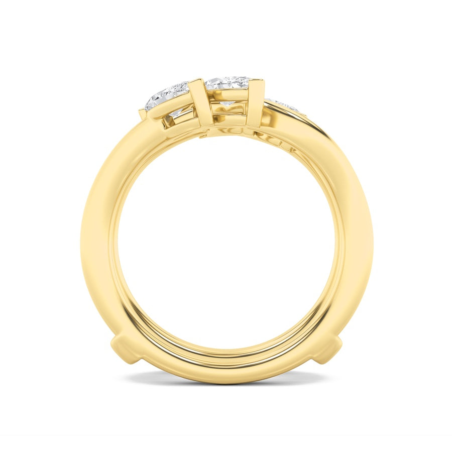1Cttw Marquise Shaped Lab Grown Diamond (F/VS) Insert Jacket Ring in 14K Gold