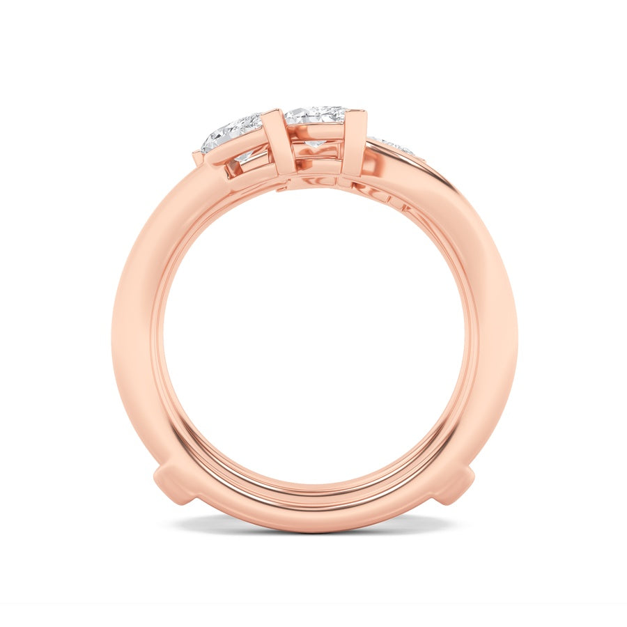 1Cttw Marquise Shaped Lab Grown Diamond (F/VS) Insert Jacket Ring in 14K Gold