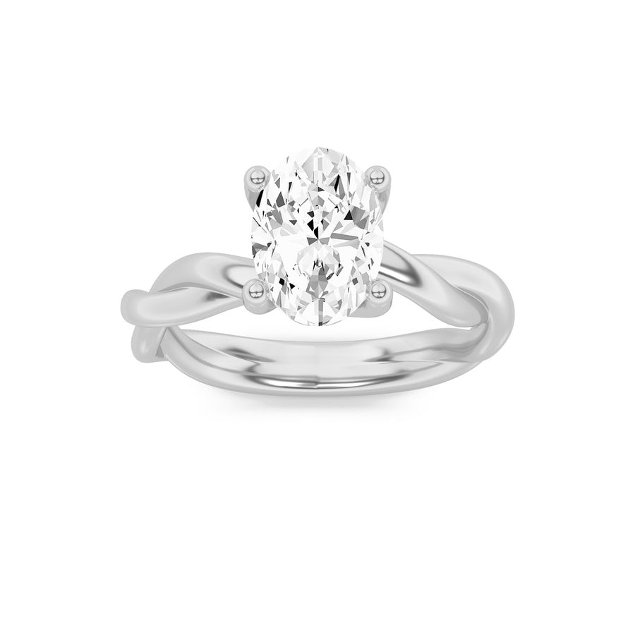 2Cttw Oval Shaped Lab Grown Diamond (F/VS) TwistedShank Solitaire Engagement Ring in 14K Gold