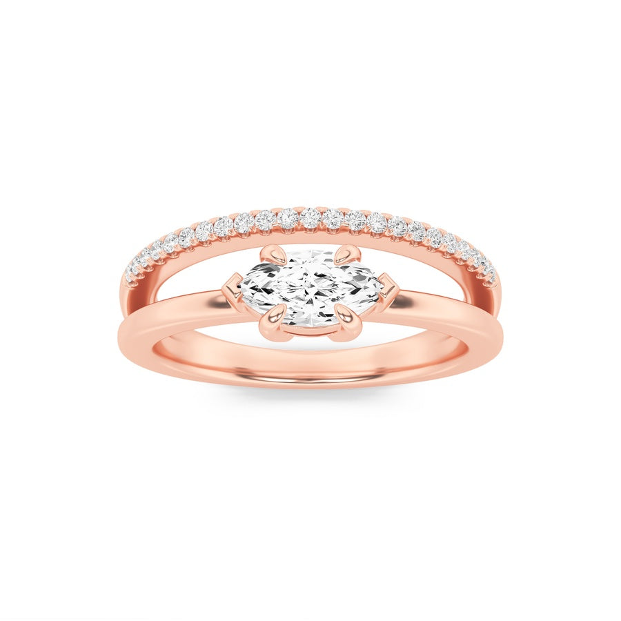 0.5Cttw Marquise Shaped Lab Grown Diamond (G/VS) Fashion Ring in 10K Gold