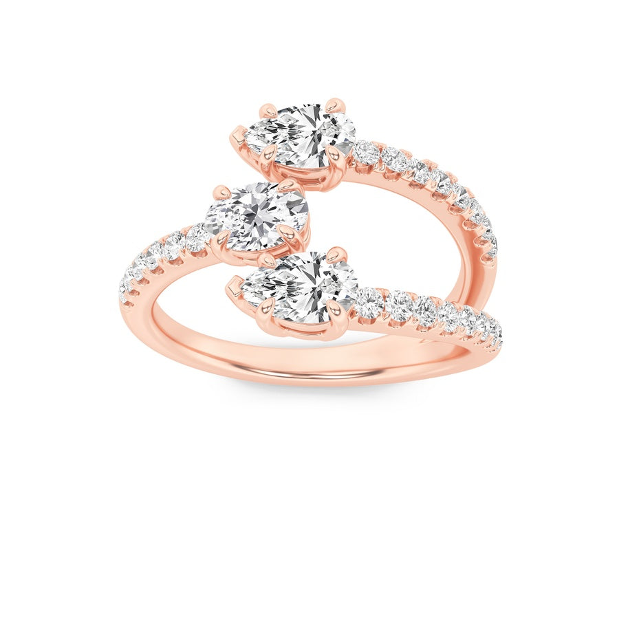 Oval Shape Three Stone Fashion Ring lab grown diamond