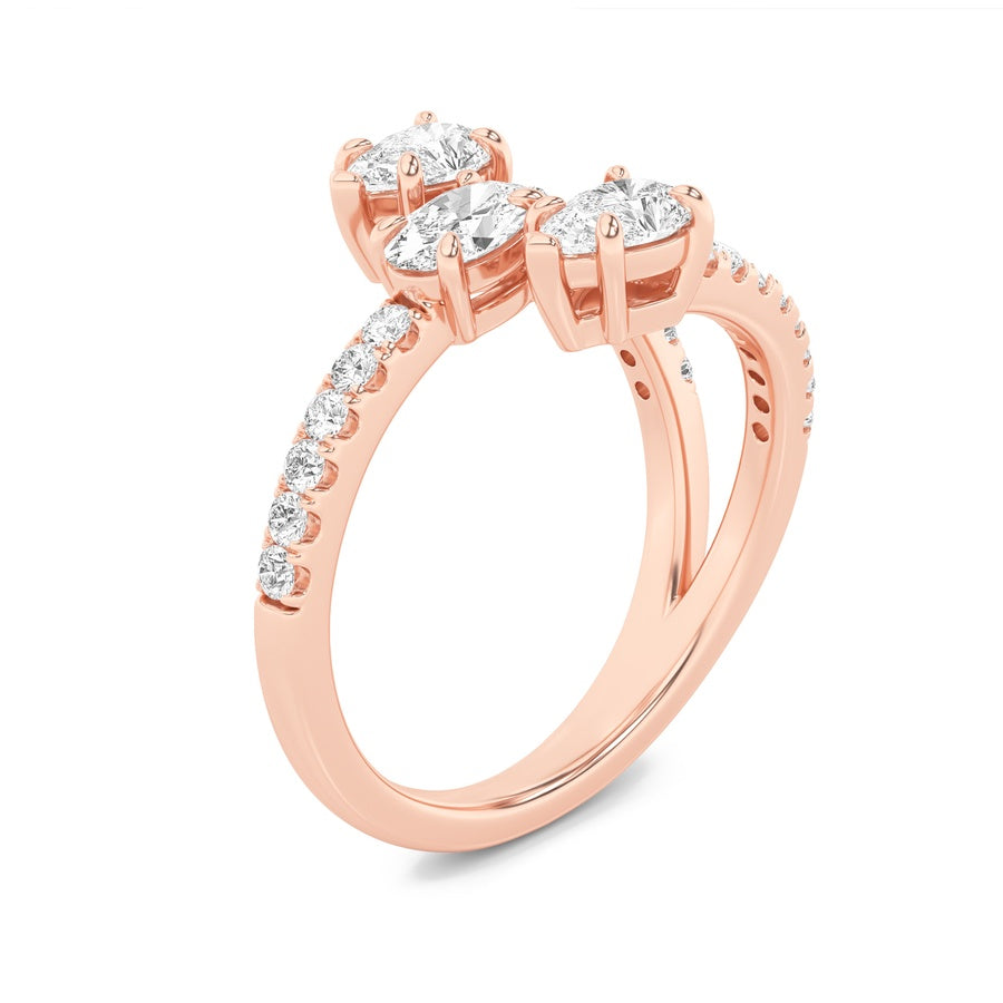 Oval Shape Three Stone Fashion Ring lab grown diamond