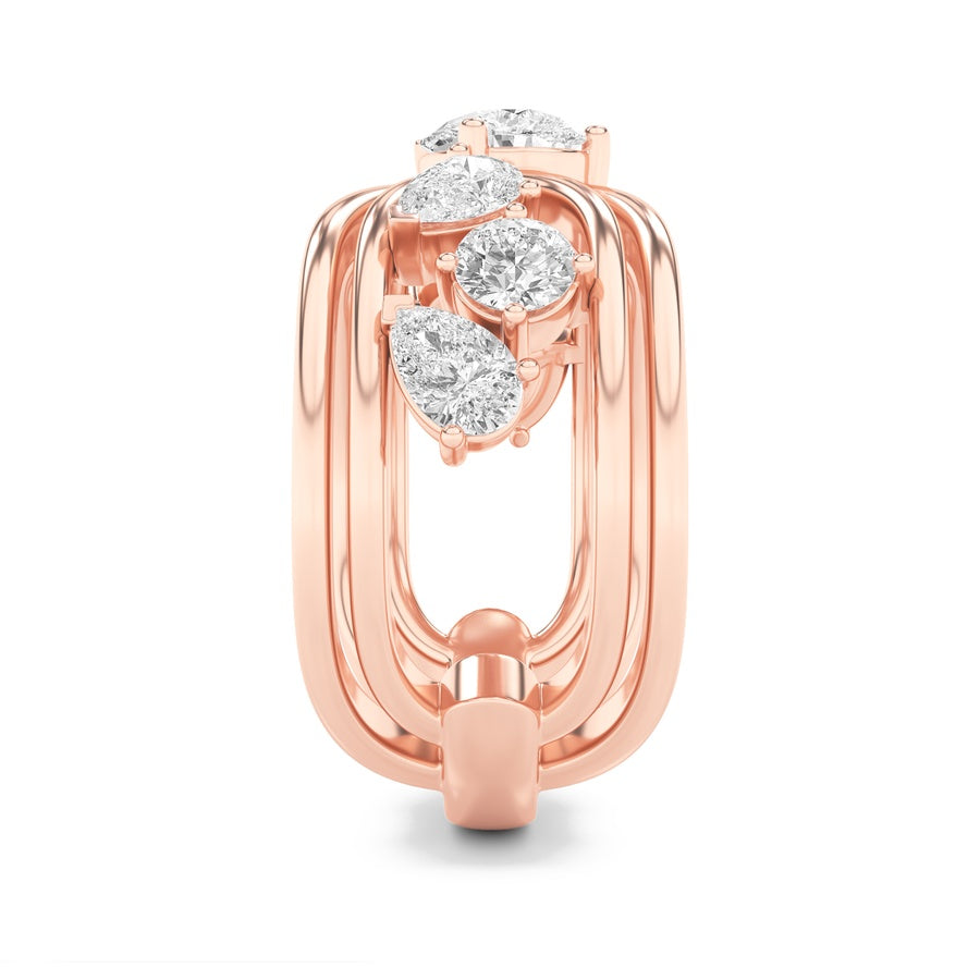 2Cttw Pear Shaped Lab Grown Diamond (F/VS) Seven Stone Fashion Ring in 14K Gold