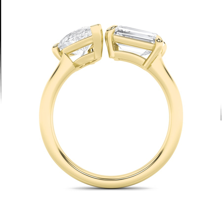 Emerald Shape Toi Et Moi Fashiion Ring lab grown diamond