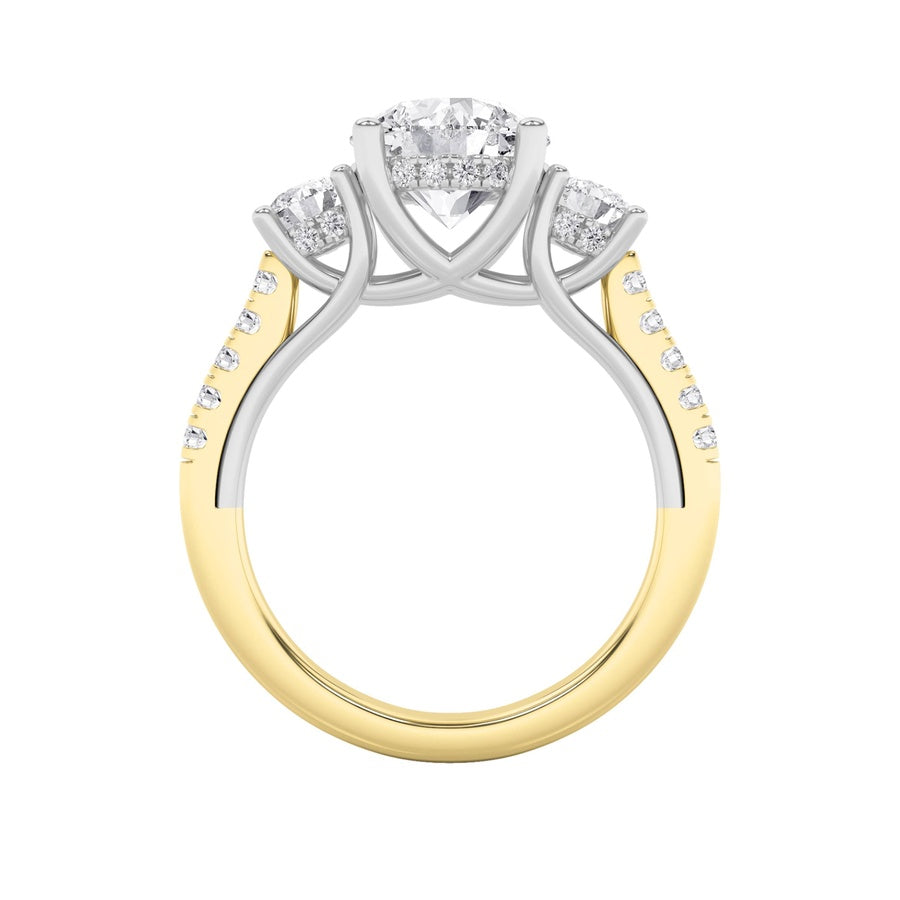 Round Shape Accented Three Stone Ring lab grown diamond