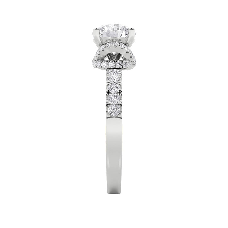 Round Shape Two Tone Accented Fancy Engagement Ring lab grown diamond