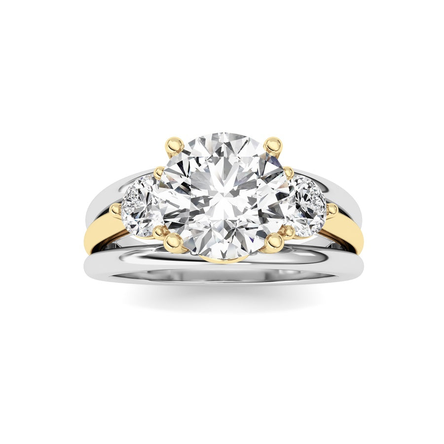 Round Shape Tri Color Solitaire Engagement Ring lab grown diamond