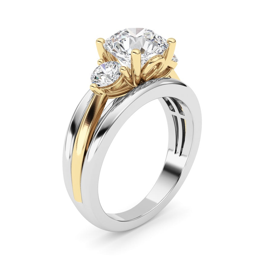 Round Shape Tri Color Solitaire Engagement Ring lab grown diamond