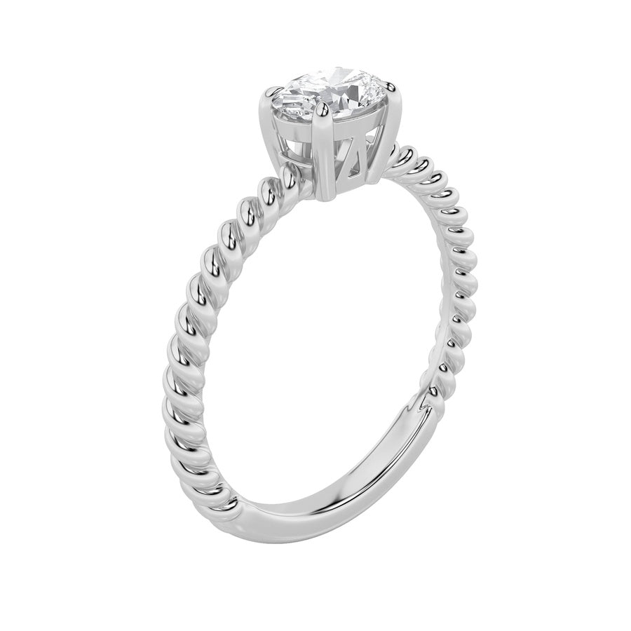 0.5Cttw Oval Shaped Lab Grown Diamond (F/VS) Petite Solitaire Engagement RING in 14K Gold