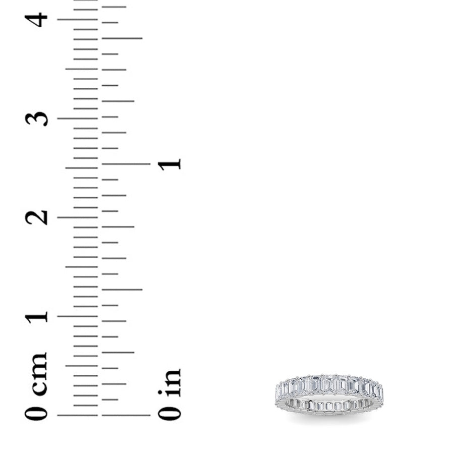 3.35Cttw Emerald Shaped Lab Grown Diamond Split Prong Eternity Ring in 14K Gold (F/VS)