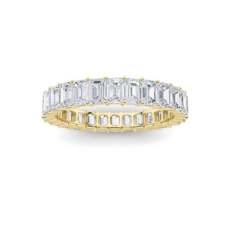 3.35Cttw Emerald Shaped Lab Grown Diamond Split Prong Eternity Ring in 14K Gold (F/VS)