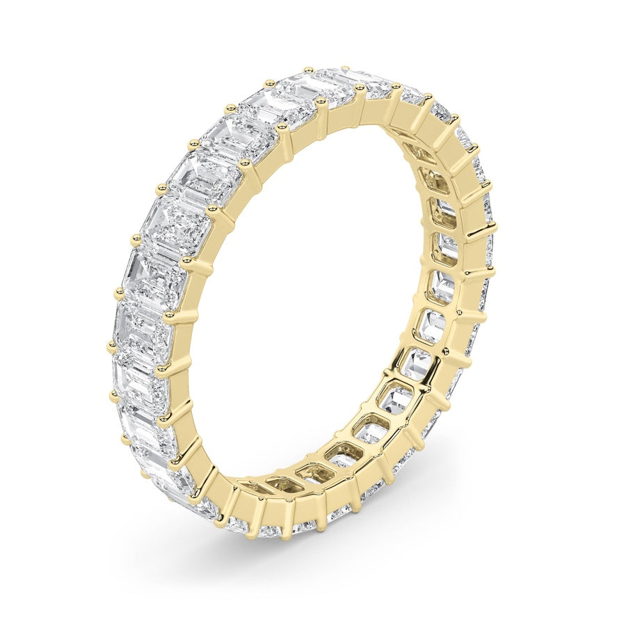 3.35Cttw Emerald Shaped Lab Grown Diamond Split Prong Eternity Ring in 14K Gold (F/VS)