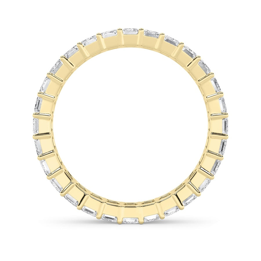 3.35Cttw Emerald Shaped Lab Grown Diamond Split Prong Eternity Ring in 14K Gold (F/VS)