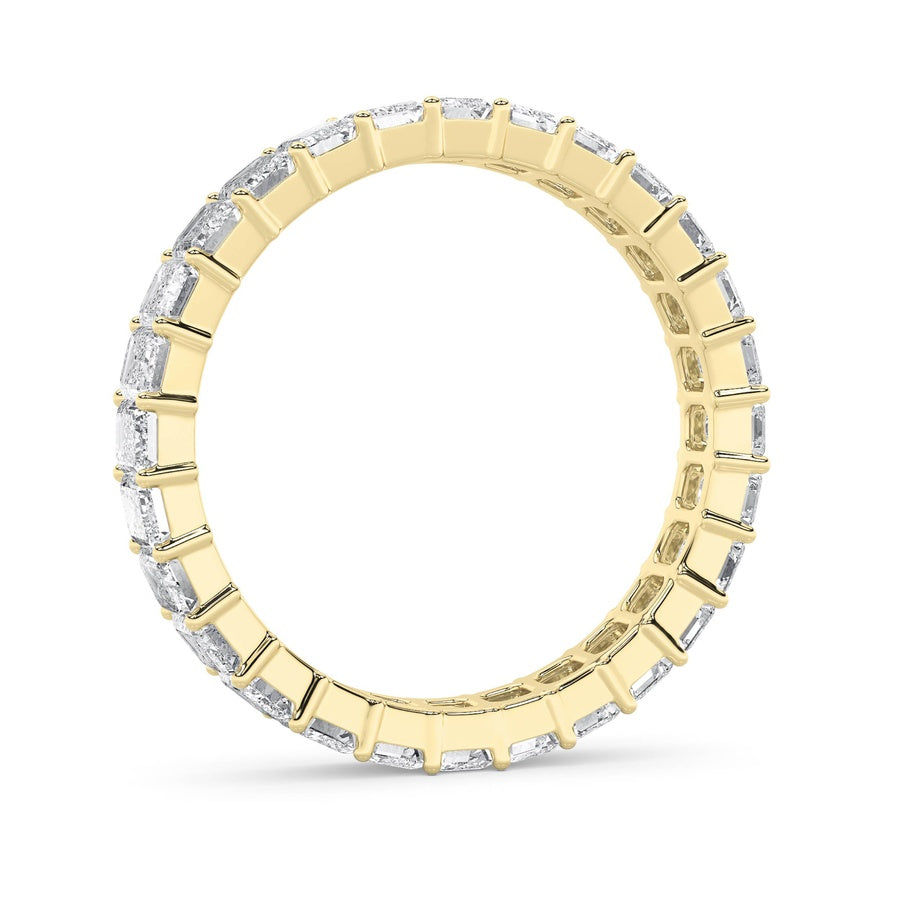 3.35Cttw Emerald Shaped Lab Grown Diamond Split Prong Eternity Ring in 14K Gold (F/VS)