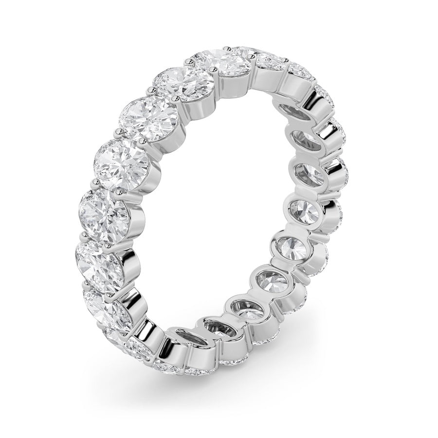4Cttw Oval Shaped Lab Grown Diamond Split Prong Eternity Ring in 14K Gold (F/VS)