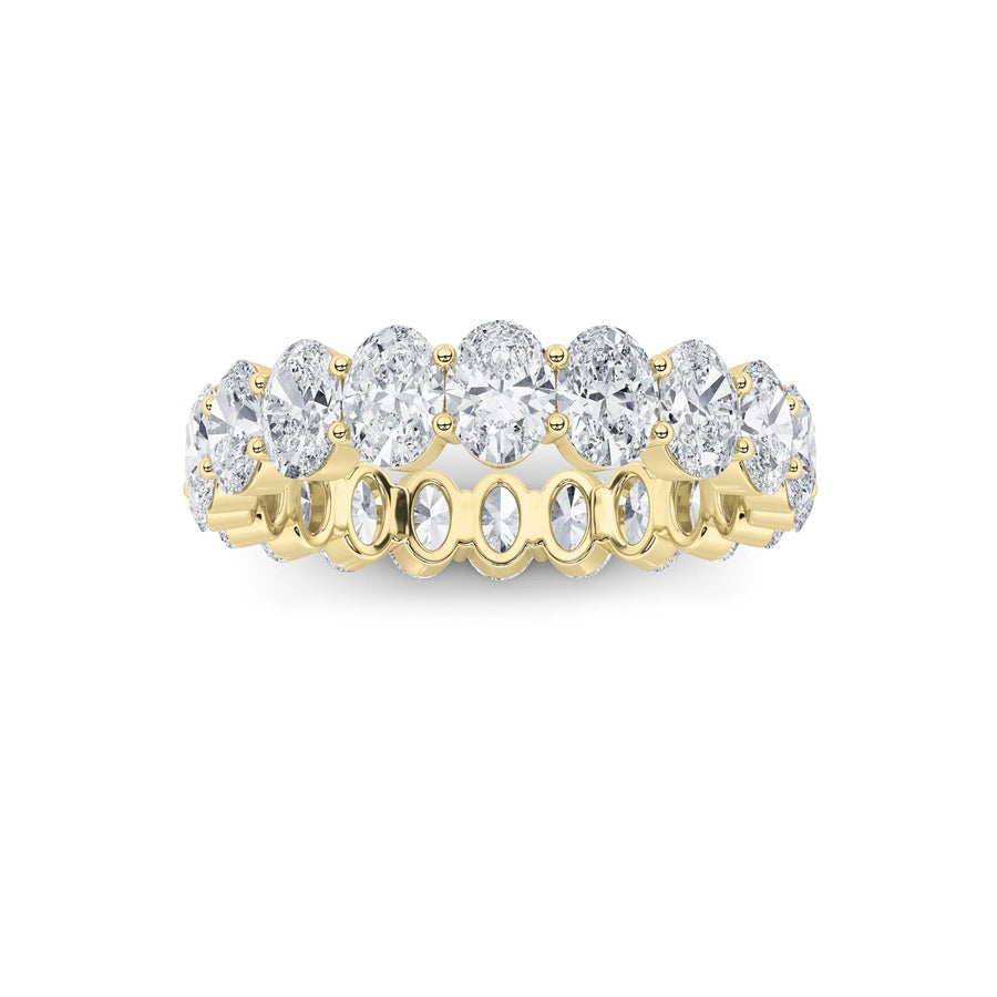 4Cttw Oval Shaped Lab Grown Diamond Split Prong Eternity Ring in 14K Gold (F/VS)