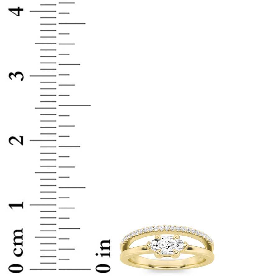0.5Cttw Marquise Shaped Lab Grown Diamond (G/VS) Ring in 14K Gold