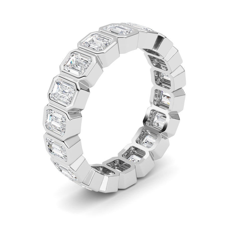 2.2Cttw Emerald Shaped Lab Grown Diamond (F/VS) Eternity Band Ring in 14K Gold