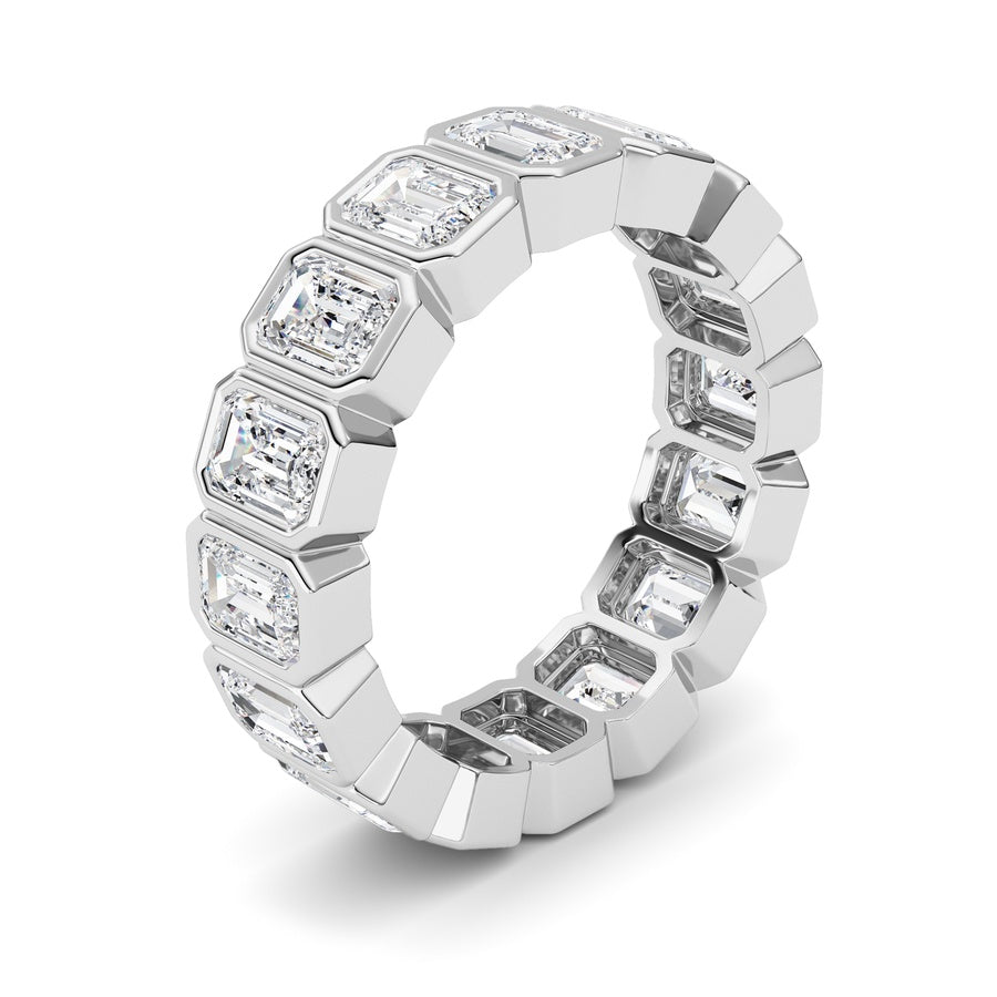 3.2Cttw Emerald Shaped Lab Grown Diamond (F/VS) Eternity Band Ring in 14K Gold