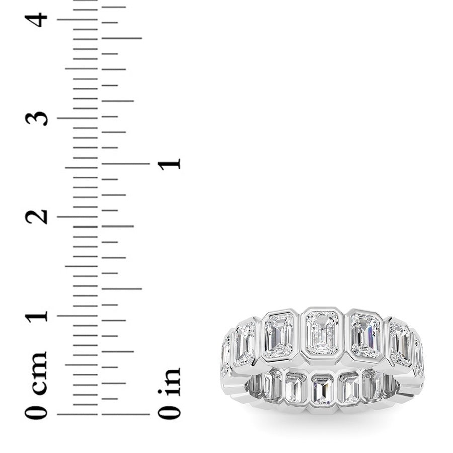 3.2Cttw Emerald Shaped Lab Grown Diamond (F/VS) Eternity Band Ring in 14K Gold
