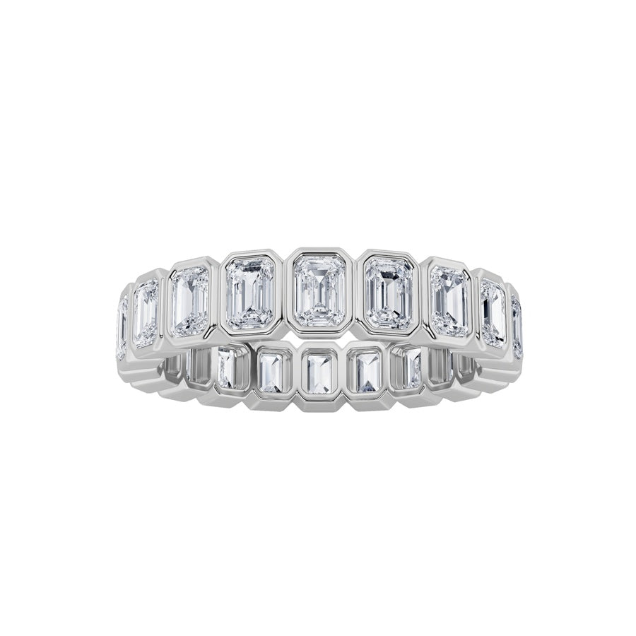 4.25Cttw Emerald Shaped Lab Grown Diamond (F/VS) Eternity Band Ring in 14K Gold
