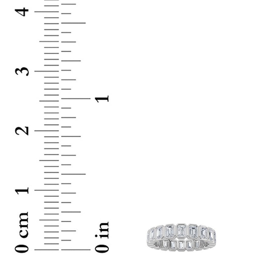4.25Cttw Emerald Shaped Lab Grown Diamond (F/VS) Eternity Band Ring in 14K Gold