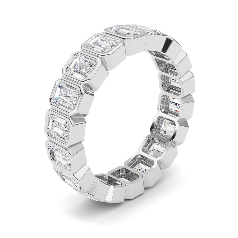 4.5Cttw Emerald Shaped Lab Grown Diamond (F/VS) Eternity Band Ring in 14K Gold