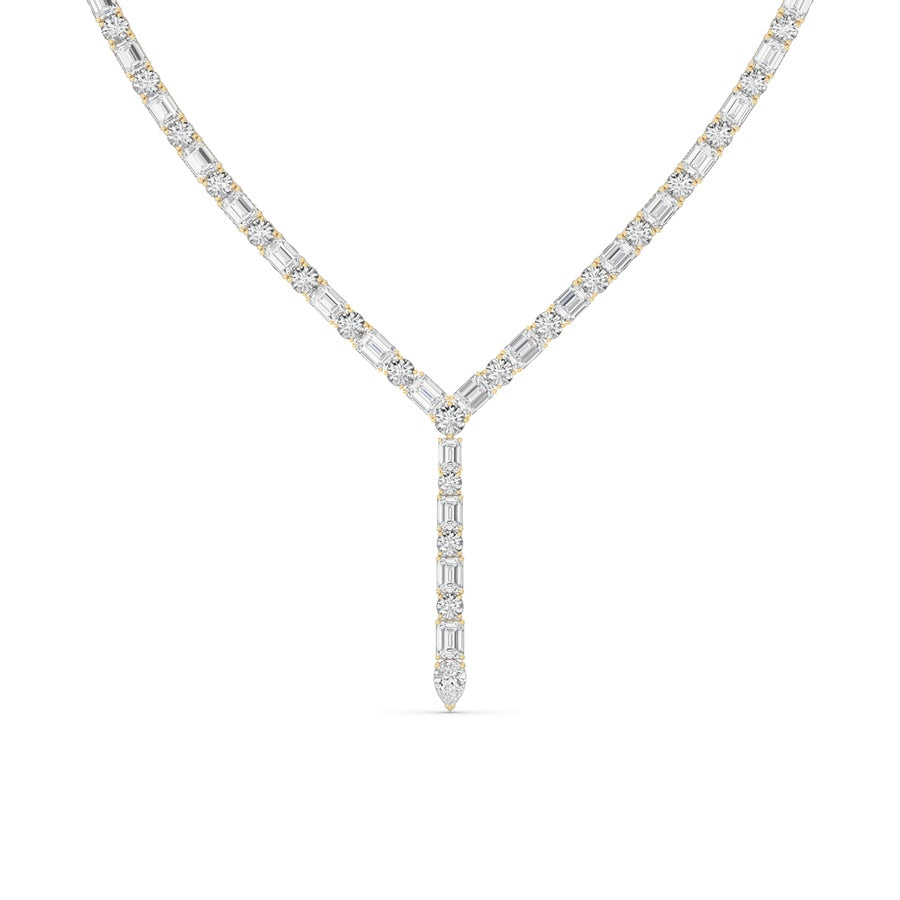 28Cttw Mix Shaped Lab Grown Diamond Necklace in 14K Gold (F/VS)