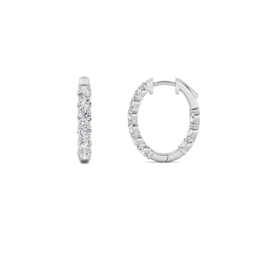 2Cttw Round Shaped Lab Grown Diamond (F/VS) InsideOut Hoop Earrings in 14K Gold
