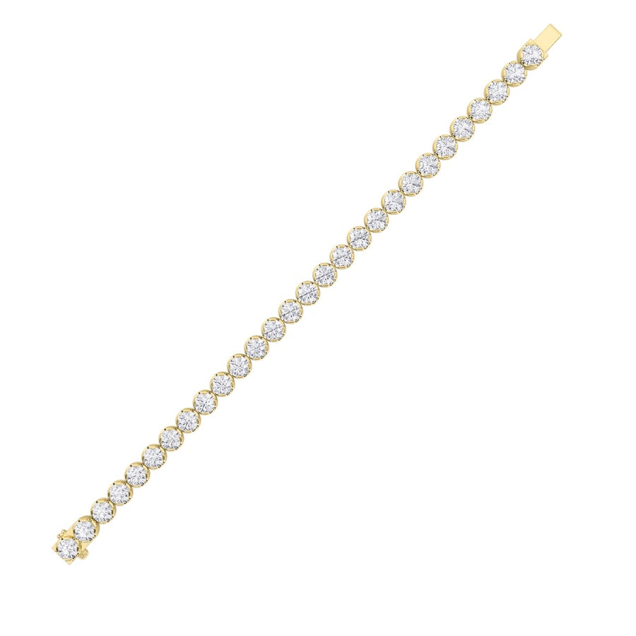 12Cttw Round Shaped Lab Grown Diamond (F/VS) Bracelet in 14K Gold