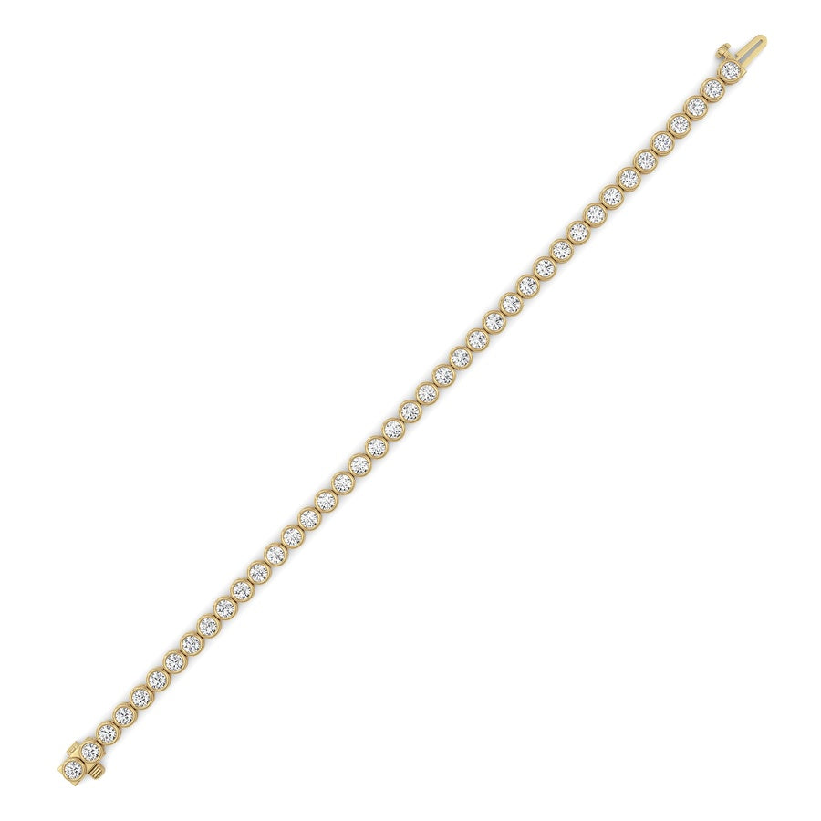 5Cttw Round Lab Grown Diamond (F/VS ) Bezel Set Bracelet in 14K Gold