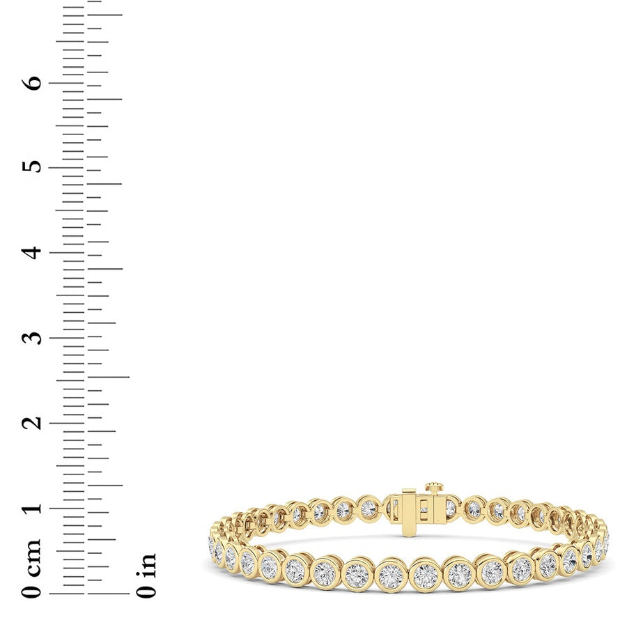 5Cttw Round Lab Grown Diamond (F/VS ) Bezel Set Bracelet in 14K Gold