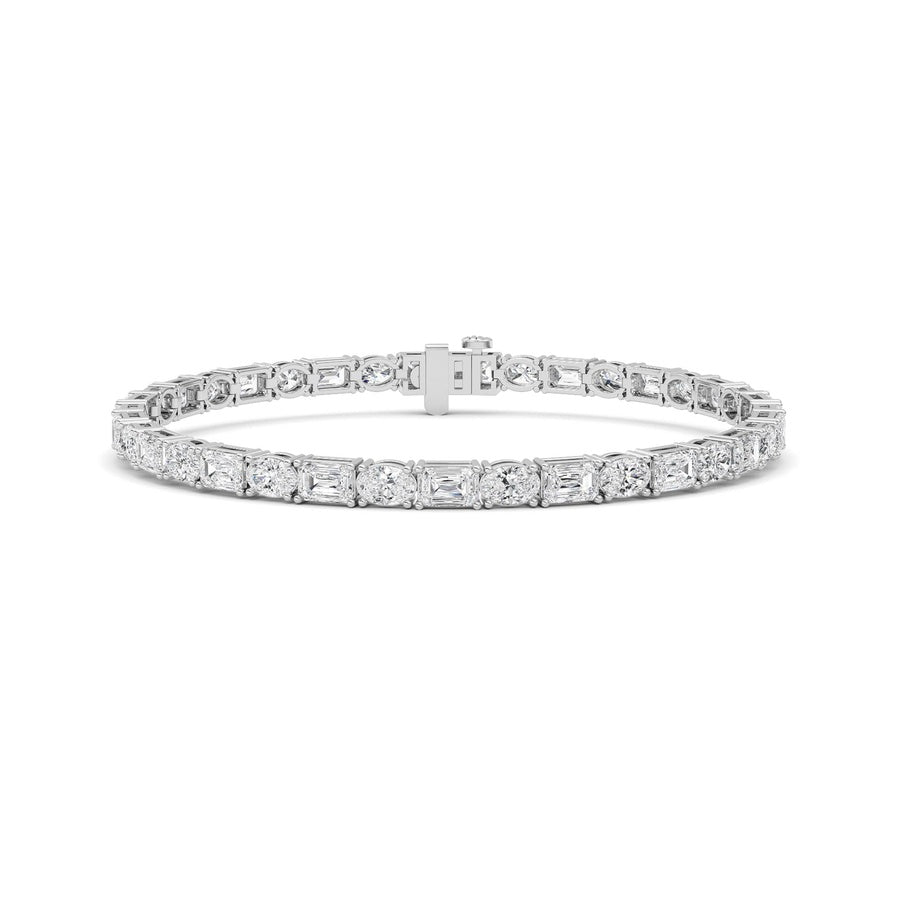 10Cttw Emerald And Round Lab Grown Diamond (F/VS )Bracelet in 14K Gold