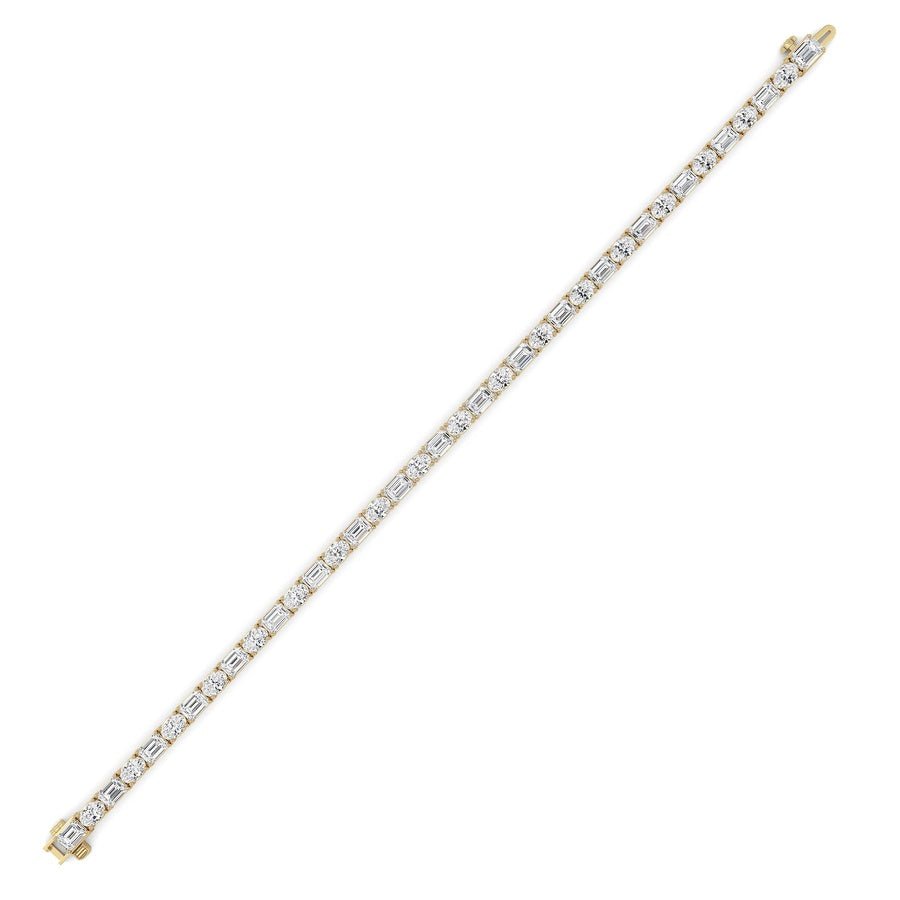 10Cttw Emerald And Round Lab Grown Diamond (F/VS )Bracelet in 14K Gold