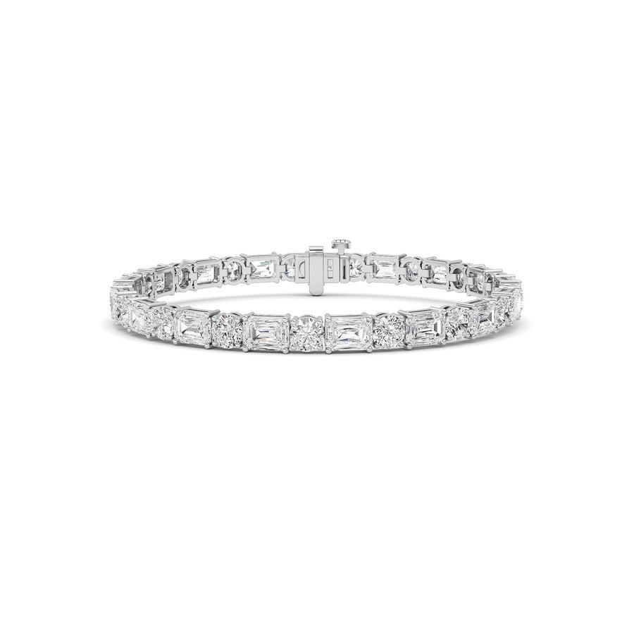 15Cttw Emerald And Round Lab Grown Diamond (F/VS )Bracelet in 14K Gold