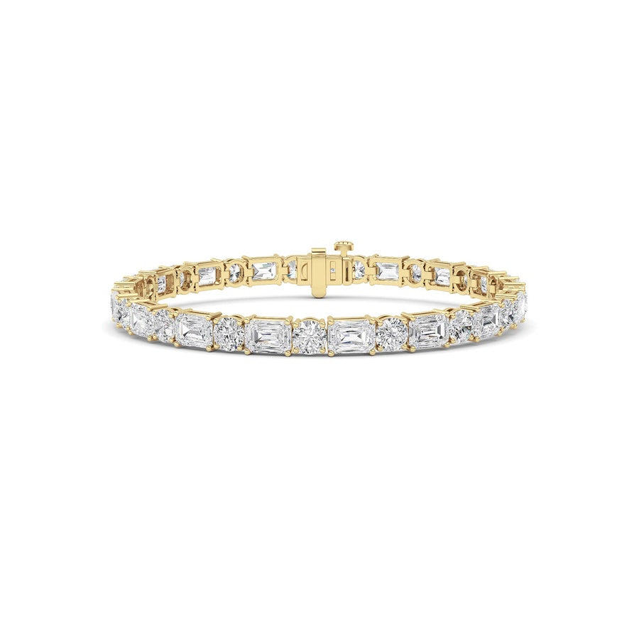 15Cttw Emerald And Round Lab Grown Diamond (F/VS )Bracelet in 14K Gold