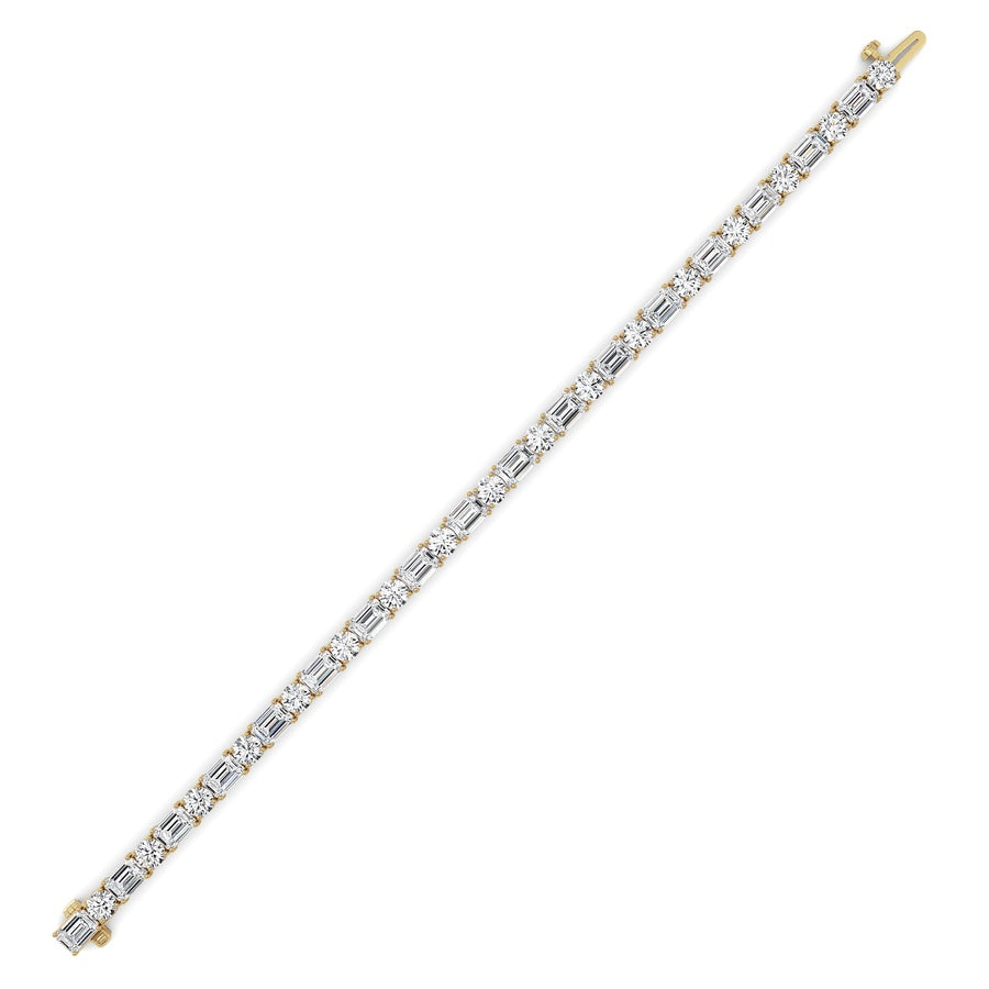 15Cttw Emerald And Round Lab Grown Diamond (F/VS )Bracelet in 14K Gold