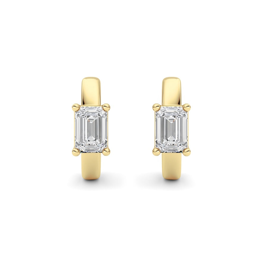 1Cttw Emerald Shaped Lab Grown Diamond (F/VS ) Huggie Earrings in 14K Gold