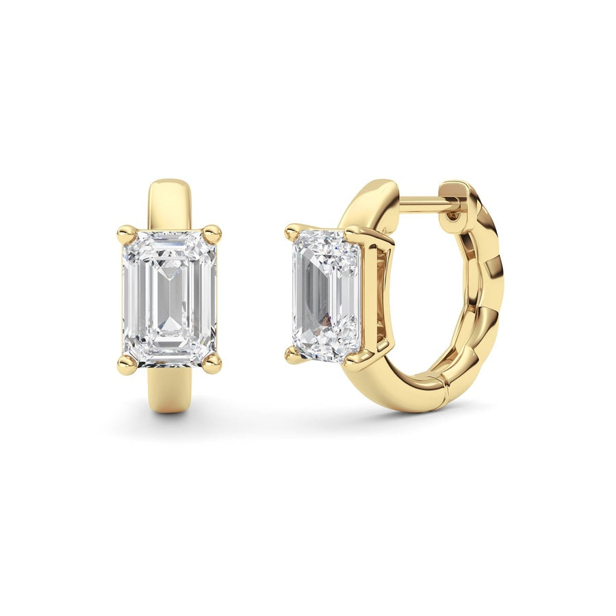 Emerald Shape Huggie Earrings lab grown diamond