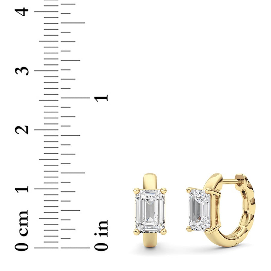Emerald Shape Huggie Earrings lab grown diamond