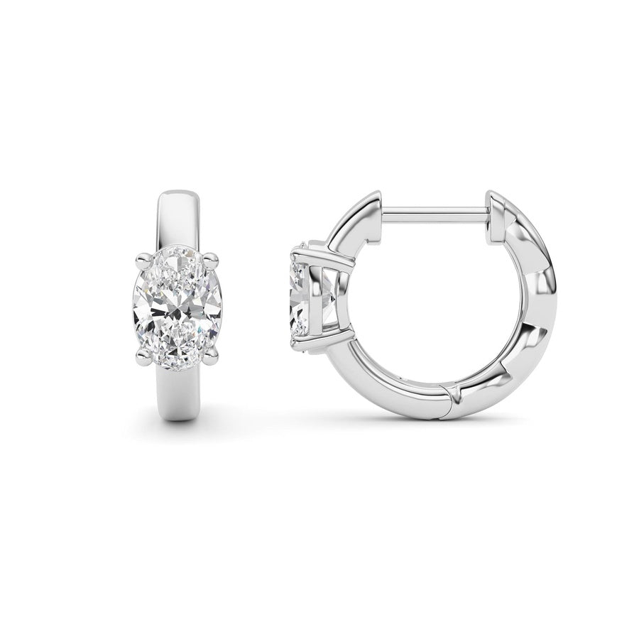 1Cttw Oval Shaped Lab Grown Diamond (F/VS ) HuggieEarrings in 14K Gold