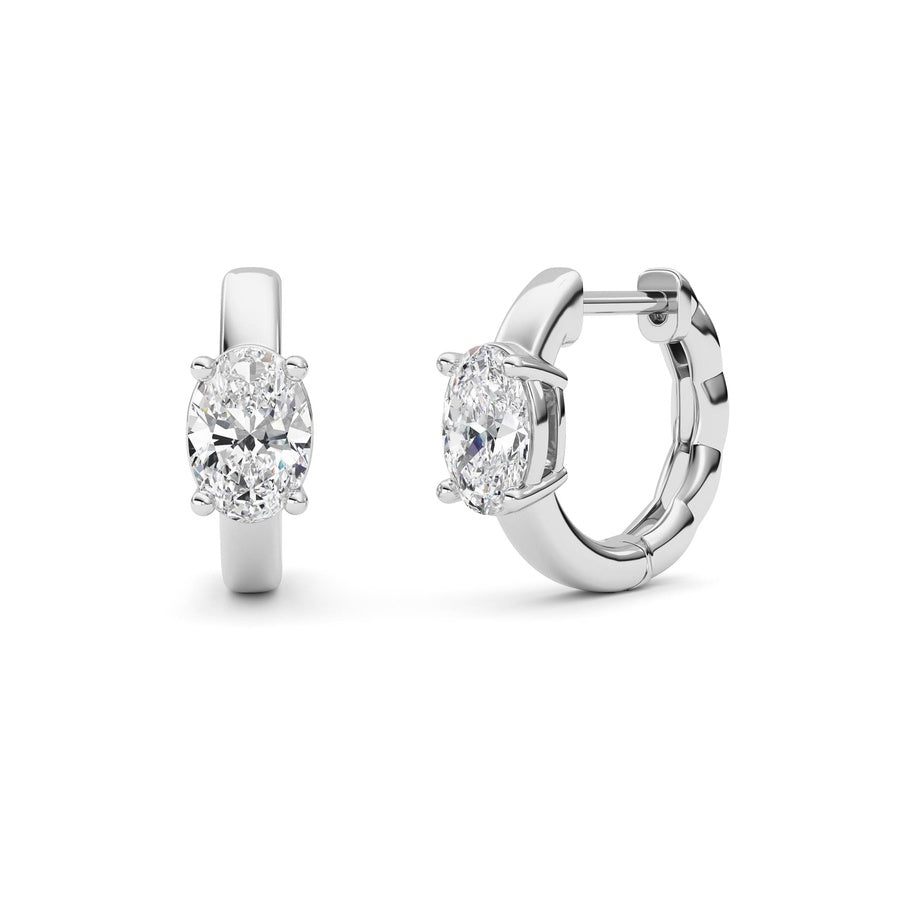 1Cttw Oval Shaped Lab Grown Diamond (F/VS ) HuggieEarrings in 14K Gold