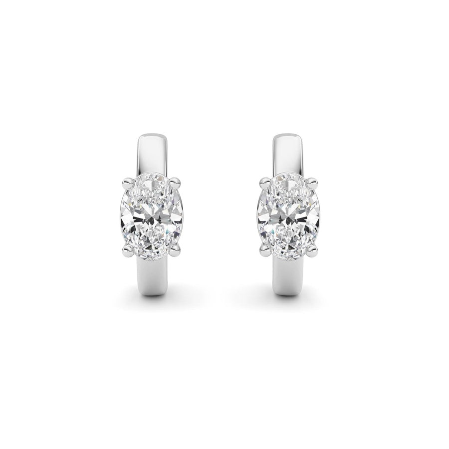 1Cttw Oval Shaped Lab Grown Diamond (F/VS ) HuggieEarrings in 14K Gold
