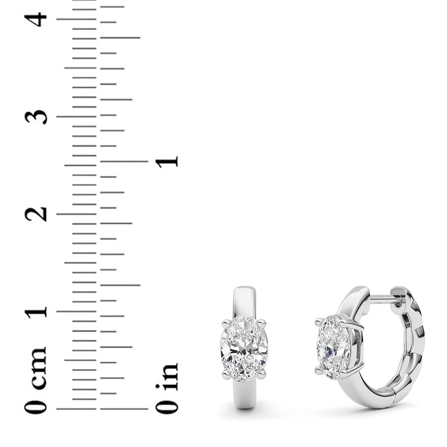 1Cttw Oval Shaped Lab Grown Diamond (F/VS ) HuggieEarrings in 14K Gold