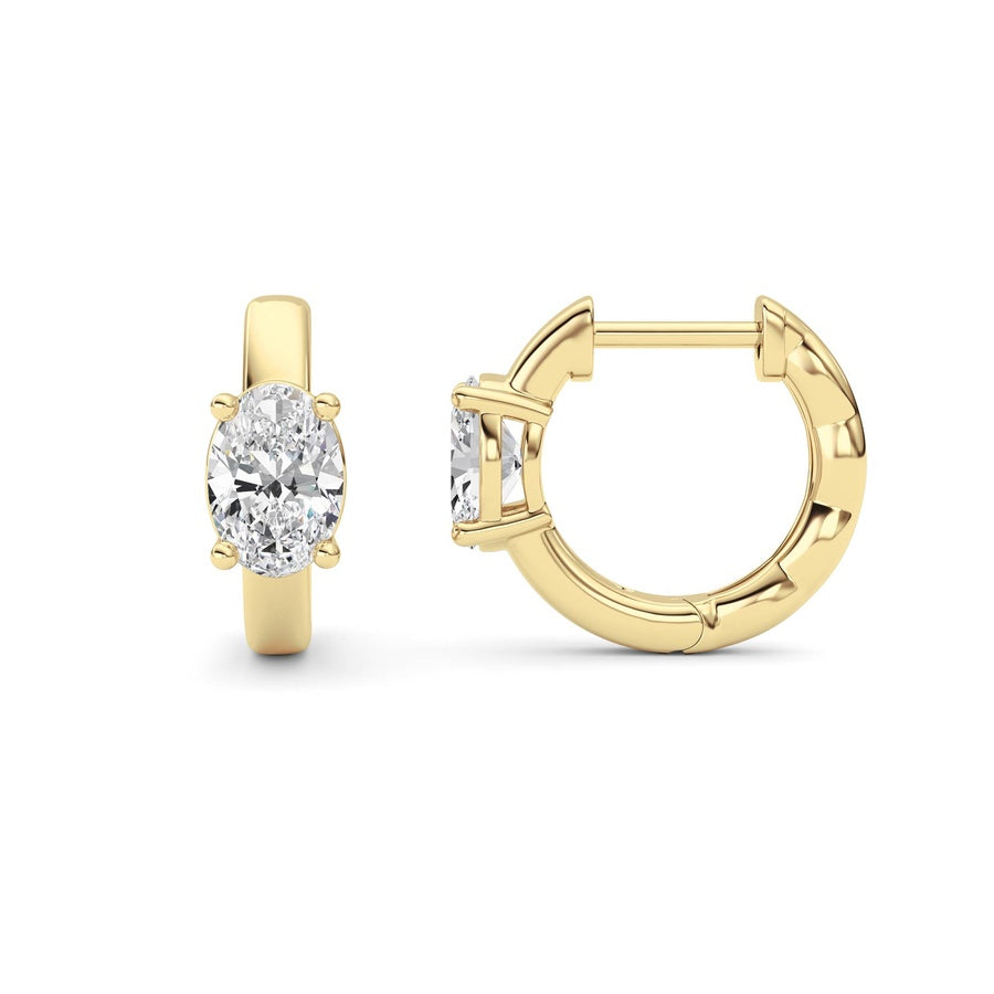 1Cttw Oval Shaped Lab Grown Diamond (F/VS ) HuggieEarrings in 14K Gold