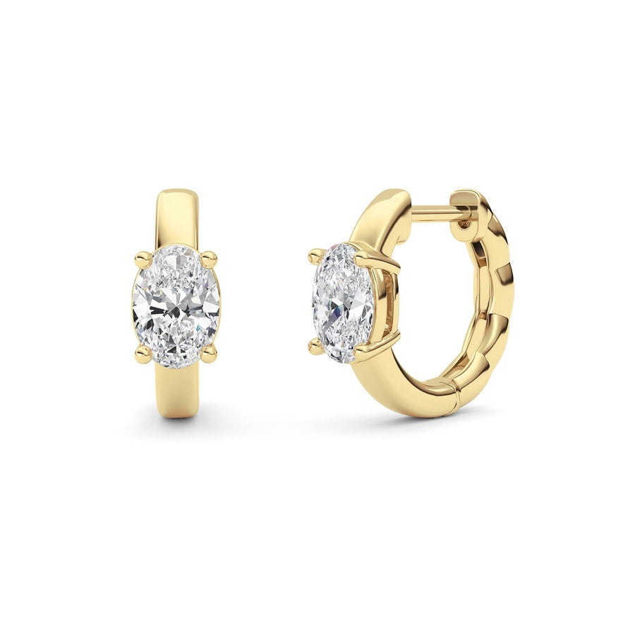1Cttw Oval Shaped Lab Grown Diamond (F/VS ) HuggieEarrings in 14K Gold