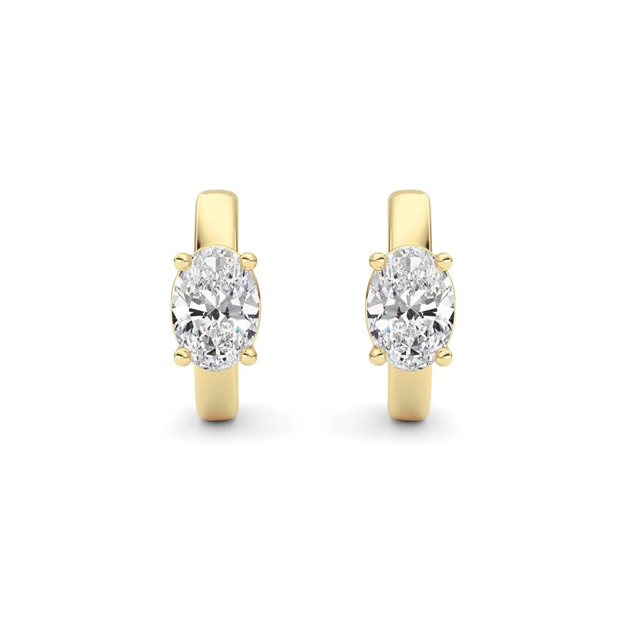 1Cttw Oval Shaped Lab Grown Diamond (F/VS ) HuggieEarrings in 14K Gold