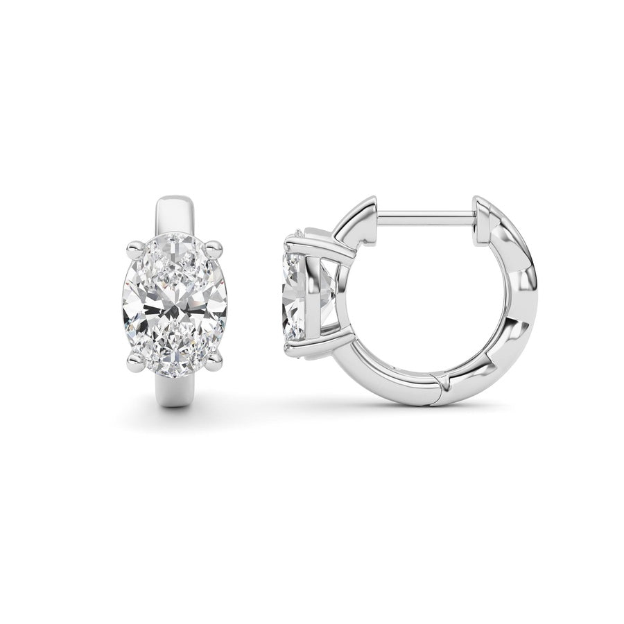 2Cttw Oval Shaped Lab Grown Diamond (F/VS ) HuggieEarrings in 14K Gold