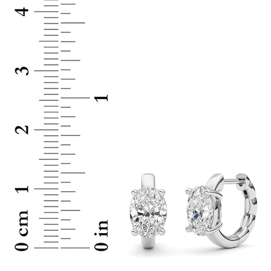 Oval Shape Huggie Earrings lab grown diamond